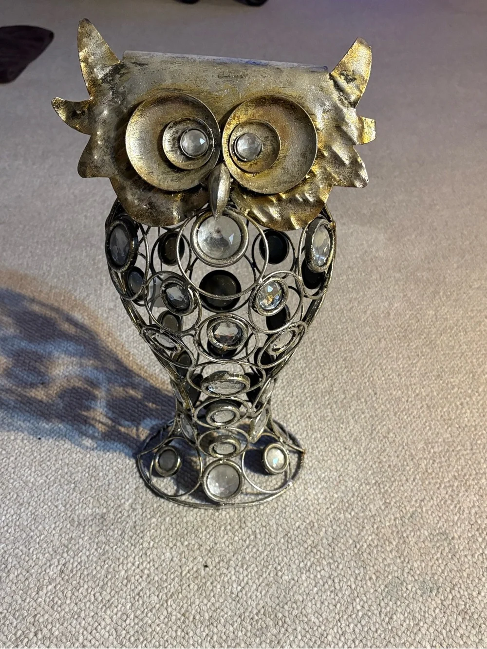 Pier 1 Gold and Silver Metal Owl Sculpture